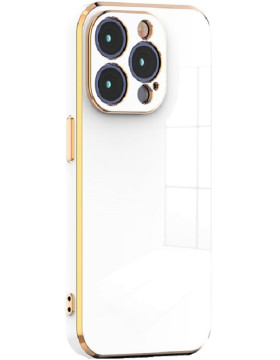 Θήκη Apple iPhone 15 Pro Max - Bodycell Gold Plated Σιλικόνης - White (5206015073861)