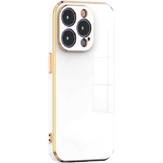 Θήκη Apple iPhone 15 Pro Max - Bodycell Gold Plated Σιλικόνης - White (5206015073861)