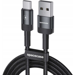 Spacecase USB-C Cable - Καλώδιο Φόρτισης και Μεταφοράς Δεδομένων USB-A σε Type-C - 100cm - 3A - Black (5905719072537)