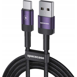 Spacecase USB-C Cable - Καλώδιο Φόρτισης και Μεταφοράς Δεδομένων USB-A σε Type-C - 100cm - 3A - Purple (5905719072520)