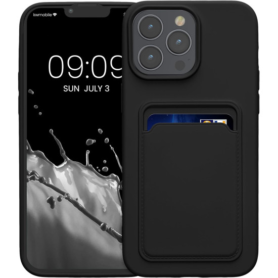 Θήκη Apple iPhone 15 Pro Max - KWmobile Σιλικόνης με Υποδοχή για Κάρτα - Black (62020.01)