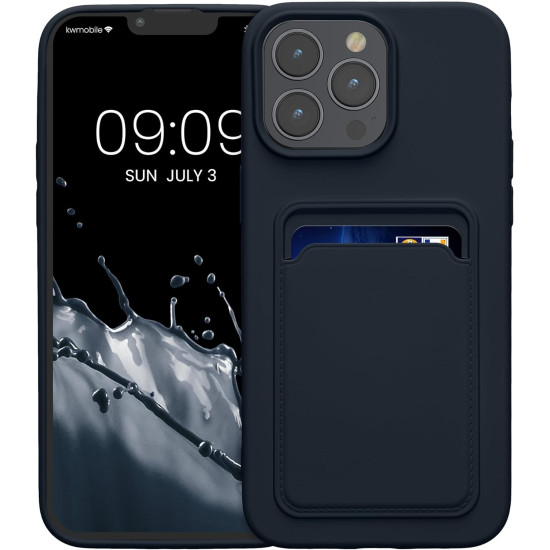 Θήκη Apple iPhone 15 Pro Max - KWmobile Σιλικόνης με Υποδοχή για Κάρτα - Dark Blue (62020.17)
