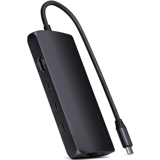 Satechi USB-C Multiport Adapter 8K With Ethernet V3 - Αντάπτορας με 4 x Type-C 3.2 / 1 x Type-C PD 85W / 1 x HDMI 8K 30Hz / 1 x Ethernet / 1 x SD 4.0 - Midnight (ST-P8KED)