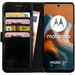 PU Θήκη Πορτοφόλι - Motorola Moto G34 - Rosso Element - Black (8719246443589)