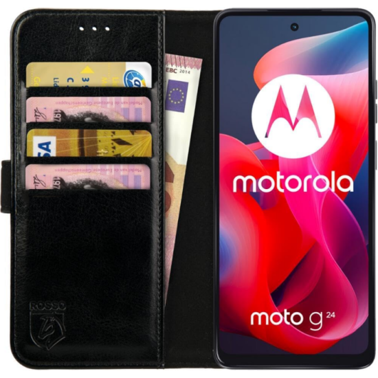 PU Θήκη Πορτοφόλι - Motorola Moto G24 / G24 Power / G04 / G04s / E14 - Rosso Element - Black (8719246446184)