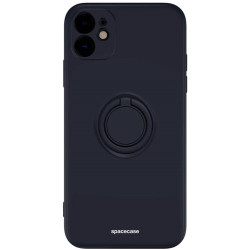 Spacecase Silicone Ring - Θήκη Σιλικόνης με Μεταλλικό Μαγνητικό Ring Holder - Apple iPhone 11 - Black (5905719013097)