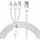 Baseus 3 in 1 StarSpeed Series - Καλώδιο Φόρτισης και Μεταφοράς Δεδομένων USB-A σε Lightning / Type-C / MicroUSB - 120cm - 3.5A - White (CAXS000002)