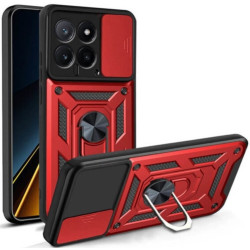 Ανθεκτική Θήκη με Κάλυμμα για την Κάμερα & Μεταλλικό Ring Holder - Xiaomi 14 - Bodycell Armor Slide - Red (5206015072758)