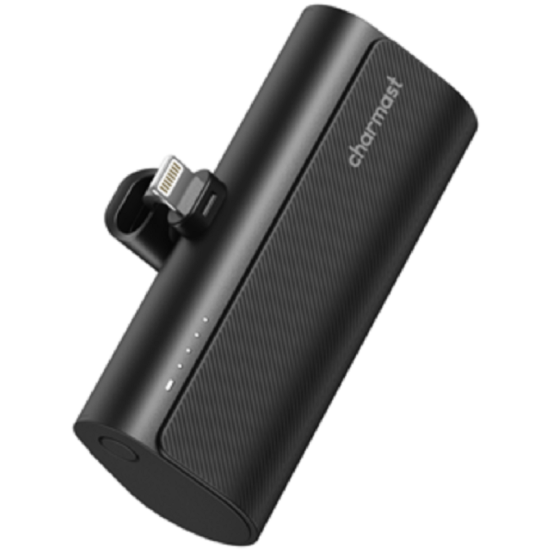 Charmast PowerBank PlugOn-L W0556P - Φορητή Μπαταρία Φόρτισης με Ενσωματωμένο Lightning - 5.000mAh - 20W - Black (PlugONL)