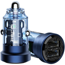 Recci Journey RCC-N16 - Διάφανος Φορτιστής Αυτοκινήτου με 2 x USB-A - 15.5W - Blue (6955482518380)
