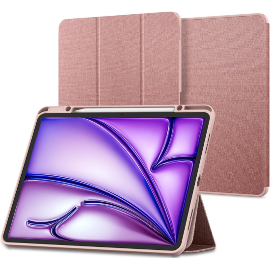 Σκληρή Flip Υφασμάτινη Θήκη με Υποδοχή Apple Pencil - Apple iPad Air 13" 2025 / 2024 - Spigen Urban Fit - Rose Gold (ACS07673)