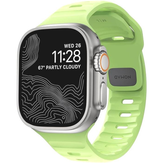 Nomad Sport Band Glow in the Dark - Αδιάβροχο Φωσφορίζον Λουράκι Σιλικόνης - Apple Watch Ultra/SE/11/10/9/8/7/6/5/4 (49/46/45/44mm) - Glow 2.0 (NM01580085)