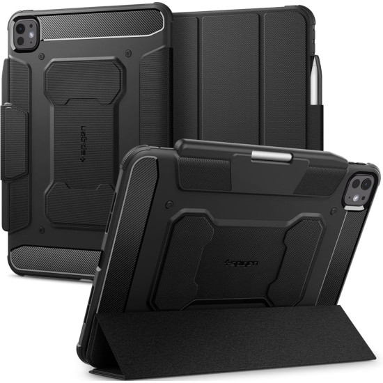 Θήκη με Υποδοχή για Apple Pencil - Apple iPad Pro 11" 2025 / 2024 - Spigen Rugged Armor Pro - Black (ACS07017)