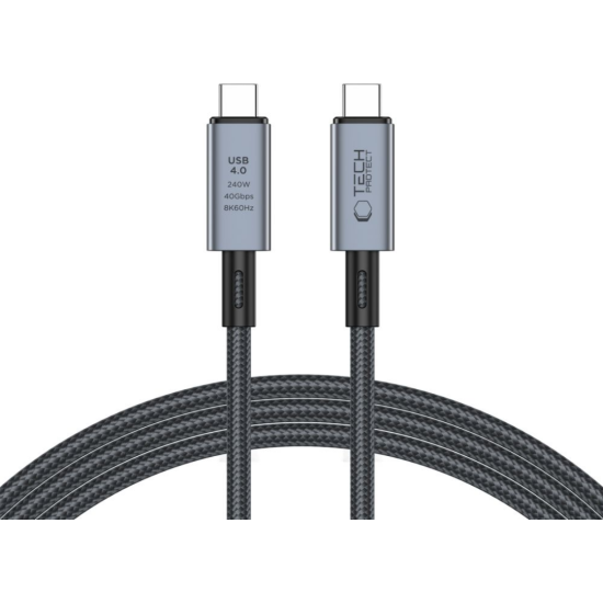 Tech-Protect Ultraboost Max Cable - Καλώδιο Φόρτισης και Μεταφοράς Δεδομένων USB4 Type-C 8K 40Gbps σε Type-C - 200cm - 240W - 5A - Grey (5906302308996)