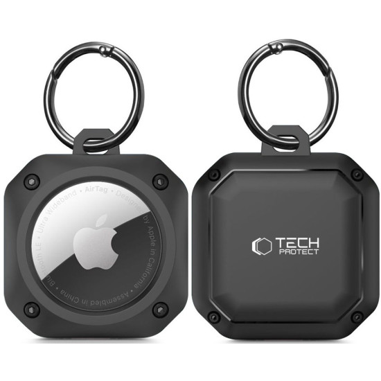 Tech-Protect Rough Pro - Σκληρή Θήκη / Μπρελόκ Apple AirTag 2 / 1 - Black (5906203691333)