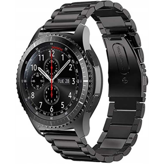 Spacecase Stainless Steel - Universal Μεταλλικό Λουράκι για Smartwatches (20mm) από Ανοξείδωτο Ατσάλι - Black (5903943240579)
