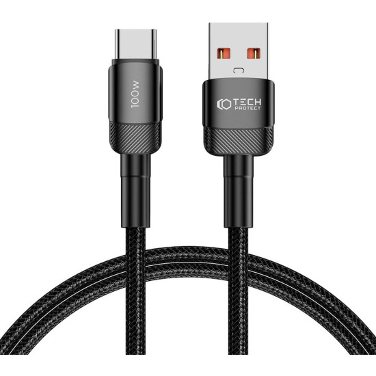 Tech-Protect Ultraboost Evo - Καλώδιο Φόρτισης και Μεταφοράς Δεδομένων USB-A σε Type-C - 100cm - 100W - 5A - Black (5906203690718)