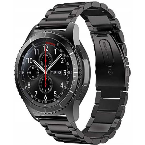 Spacecase Stainless Steel - Universal Μεταλλικό Λουράκι για Smartwatches (22mm) από Ανοξείδωτο Ατσάλι - Black (5903943240616)