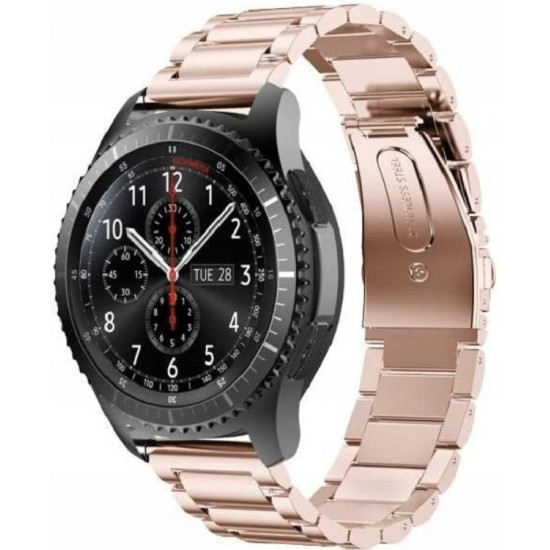 Spacecase Stainless Steel - Universal Μεταλλικό Λουράκι για Smartwatches (22mm) από Ανοξείδωτο Ατσάλι - Pink (5903943240647)