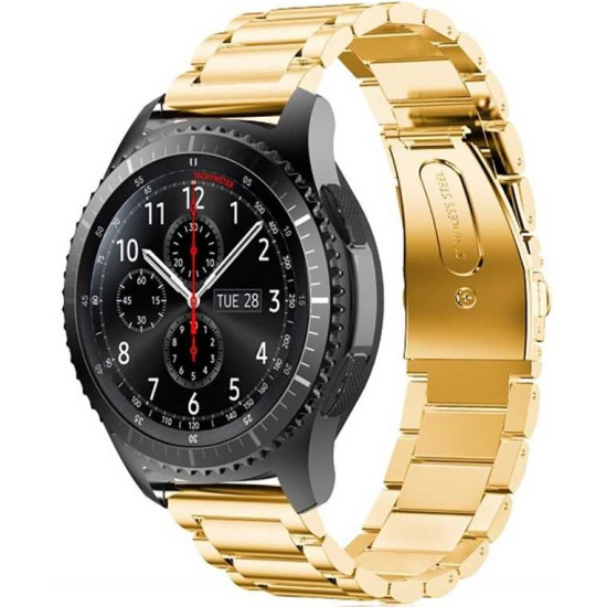 Spacecase Stainless Steel - Universal Μεταλλικό Λουράκι για Smartwatches (20mm) από Ανοξείδωτο Ατσάλι - Gold (5903943240586)