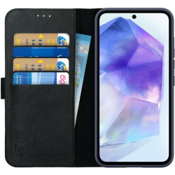 Δερμάτινη Θήκη Πορτοφόλι - Samsung Galaxy A55 - Rosso Deluxe - Black (8719246438400)