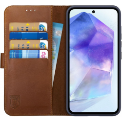 Δερμάτινη Θήκη Πορτοφόλι - Samsung Galaxy A55 - Rosso Deluxe - Brown (8719246438417)