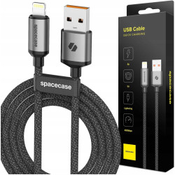Spacecase Lightning Cable CL04 - Καλώδιο Φόρτισης και Μεταφοράς Δεδομένων USB-A σε Lightning - 100cm - 3A - Black (5905719109196)