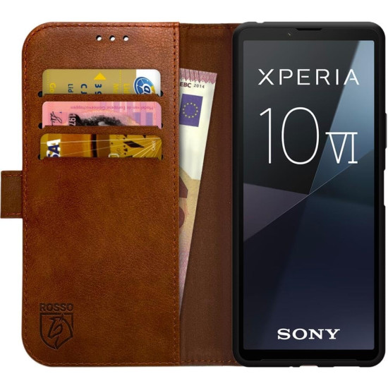 PU Θήκη Πορτοφόλι - Sony Xperia 10 VI - Rosso Element - Brown (8719246449543)