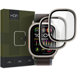 Hofi Premium Pro+ Tempered Glass Ring - Αντιχαρακτικό Γυαλί Προστασίας Οθόνης με Μεταλλικό Πλαίσιο - Apple Watch Ultra 3 / Ultra 2 / Ultra 1 49mm - Titanium - 2 Τεμάχια (5906302309993)