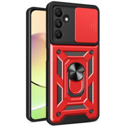 Ανθεκτική Θήκη με Κάλυμμα για την Κάμερα & Μεταλλικό Ring Holder - Samsung Galaxy A15 - Bodycell Armor Slide - Red (5206015073083)