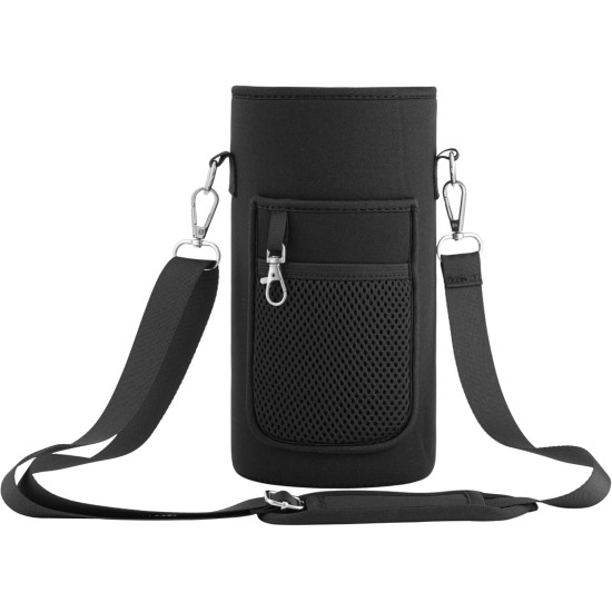 KW Neoprene Bottle Holder - Θήκη Μεταφοράς για Μεγάλα Μπουκάλια Νερού από Νεοπρένιο με Αποσπώμενο Ιμάντα Ώμου & Υποδοχή για Κινητά - 2 L - Black (61111.01)