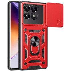 Ανθεκτική Θήκη με Κάλυμμα για την Κάμερα & Μεταλλικό Ring Holder - Xiaomi Poco F6 Pro - Bodycell Armor Slide - Red (5206015075353)