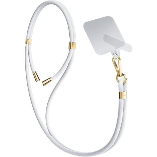 3MK EasyClip - Αποσπώμενο Λουράκι Λαιμού για Θήκες Κινητών / Smartphones - White / Gold (5903108568692)