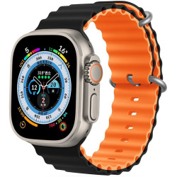 Tech-Protect Iconband Pro - Λουράκι Σιλικόνης Apple Watch Ultra/SE/11/10/9/8/7/6/5/4 (49/46/45/44mm) - Black / Orange (5906302310265)