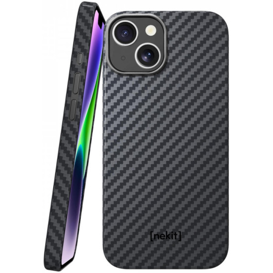 Nekit Fiber - Σκληρή MagSafe Θήκη Aramid Fiber - Apple iPhone 14 - 1mm - 1500D Kevlar - Black (8719246451942)