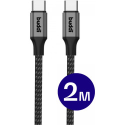 Buddi Flex - Καλώδιο Φόρτισης και Μεταφοράς Δεδομένων Type-C σε Type-C - 200cm - 60W - Black - 5 Έτη Εγγύηση (8719246446009)