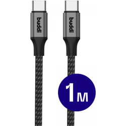 Buddi Flex - Καλώδιο Φόρτισης και Μεταφοράς Δεδομένων Type-C σε Type-C - 100cm - 60W - Black - 5 Έτη Εγγύηση (8719246445996)