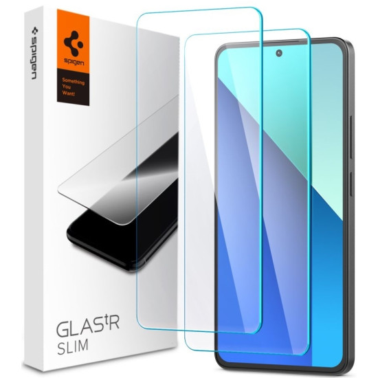 Αντιχαρακτικό Γυαλί Οθόνης - Xiaomi Redmi Note 13 5G / Redmi Note 13 4G / Redmi Note 13 Pro 4G / Redmi Note 13 Pro 5G / Redmi Note 14S - Spigen GLAS.tR Slim Premium Tempered Glass - Clear - 2 Τεμάχια (AGL08295)