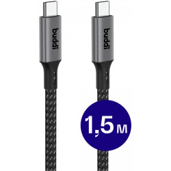Buddi Flex - Καλώδιο Βίντεο 8K@60Hz / Φόρτισης 100W και Μεταφοράς Δεδομένων 20Gbps - Type-C σε Type-C - 150cm - Black - 5 Έτη Εγγύηση (8719246449017)