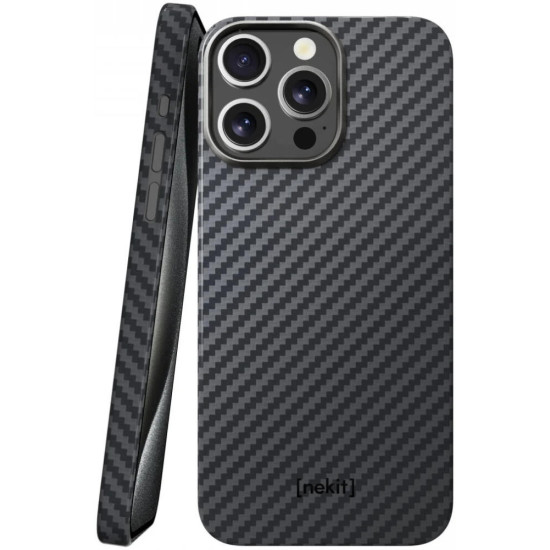 Θήκη Apple iPhone 15 Pro Max - Nekit Fiber - Σκληρή Aramid Fiber με MagSafe - 1mm - 1500D Kevlar - Black (8719246451898)