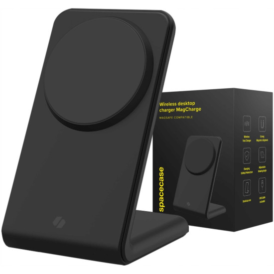 Spacecase WM2B Wireless Desktop Charger MagCharger - Βάση Ασύρματης Φόρτισης MagSafe για iPhone 16 / 15 / 14 / 13 / 12 - 15W - Black (5905719110338)