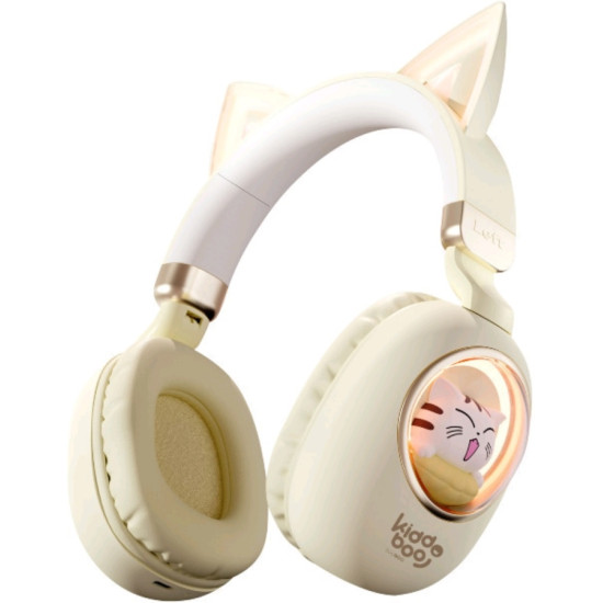 Kiddoboo Bluetooth Headphones Delulu - Ασύρματα Ακουστικά Κεφαλής για Παιδιά με Ασφαλή Μέγιστη Ένταση Ήχου & LED Φωτισμό - Gold (KBKID5GLD)
