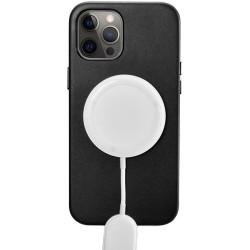 iCarer Real Leather Case with MagSafe - Δερμάτινη Θήκη MagSafe με Μεταλλικό Πλαίσιο Κάμερας - Apple iPhone 12 Pro Max - Black (WMI1217-BK)