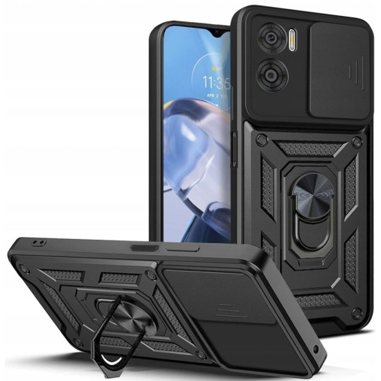 Θήκη Motorola Moto E22 / E22i Techsuit CamShield Ανθεκτική με Κάλυμμα για την Κάμερα & Μεταλλικό Ring Holder - Black (5949419070622)