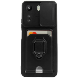 Bodycell Multifunction - Ανθεκτική Θήκη Xiaomi Redmi 13C 4G / Poco C65 με Λουράκι Λαιμού / Κάλυμμα Κάμερας / Ring Holder / Υποδοχή Κάρτας - Black (5206015073045)