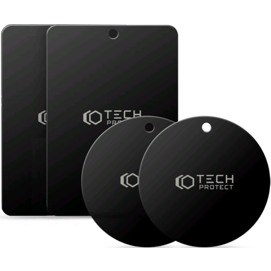 Tech-Protect Metalplate Magnetic Car Mount - Σετ Αυτοκόλλητες Μαγνητικές Μεταλλικές Πλάκες για Μαγνητική Βάση Αυτοκινήτου - 4 Τεμάχια - Black (9589046924637)
