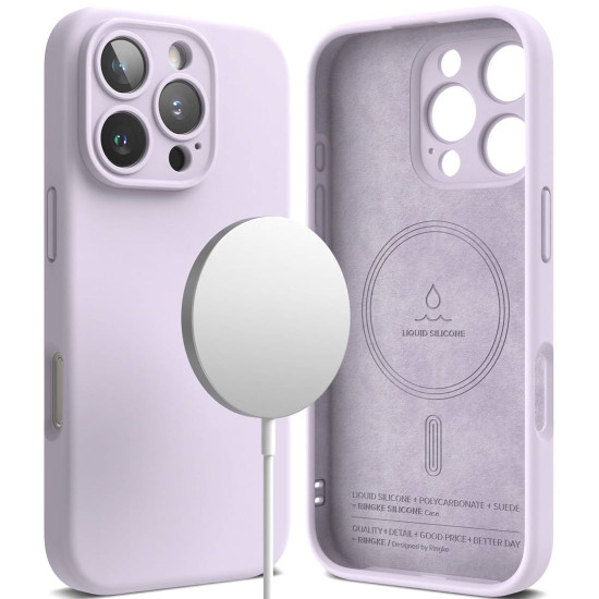 Ανθεκτική MagSafe Θήκη Σιλικόνης - Apple iPhone 16 Pro Max - Ringke Silicone Magnetic - Light Purple (8809961789700)