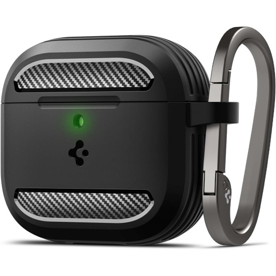 Ανθεκτική Θήκη Σιλικόνης - Apple AirPods 4th Gen - Spigen Rugged Armor - Matte Black (ACS08642)