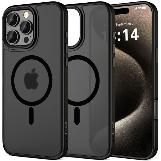 Σκληρή Ημιδιάφανη Θήκη MagSafe - Apple iPhone 16 Pro Max - Tech-Protect MagMat - Matte Black (5906302311118)