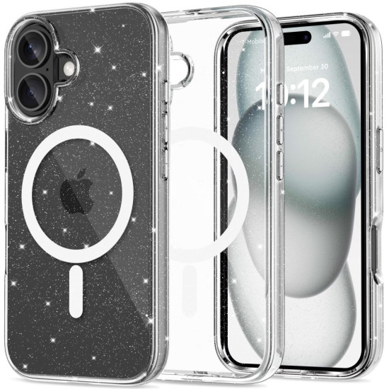 Θήκη Apple iPhone 16 - Tech-Protect FlexAir Hybrid Σκληρή Διάφανη με MagSafe - Glitter (5906302311422)